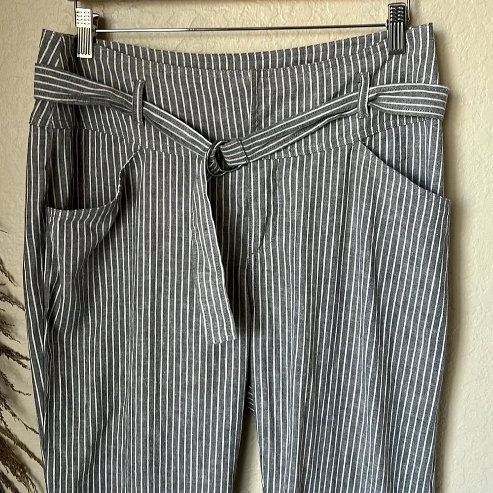 Sundance grey striped linen blend pants